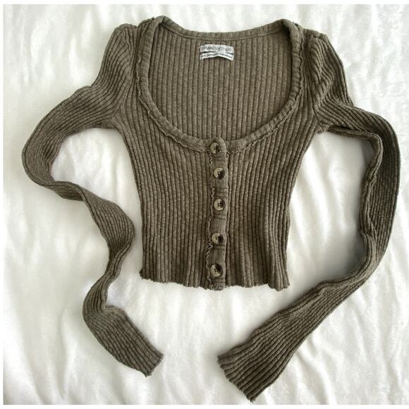 Womens Urban Outiftters Cropped Ribbed Long Sleeve Cardigan Size M - Picture 1 of 5